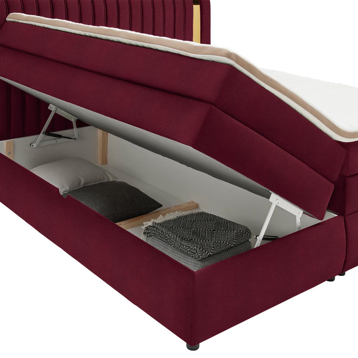 PAT BOXSPRING MINOLA GOLD EXKLUZIV - roșu burgund, Konventionell, textil (160/200cm) - Premium Living