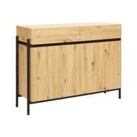 Sideboard Jasmina in Eichenfarben/Schwarz massiv - Eichefarben/Schwarz, Modern, Holz/Metall (118/90/41,5cm) - Bessagi Home
