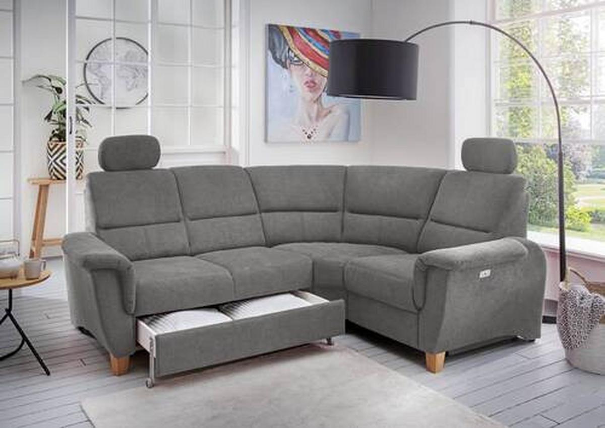 Wohnlandschaft Parole Dunkelgrau Struktur - Wildeiche/Dunkelgrau, KONVENTIONELL, Holz/Textil (237/186cm) - Livetastic