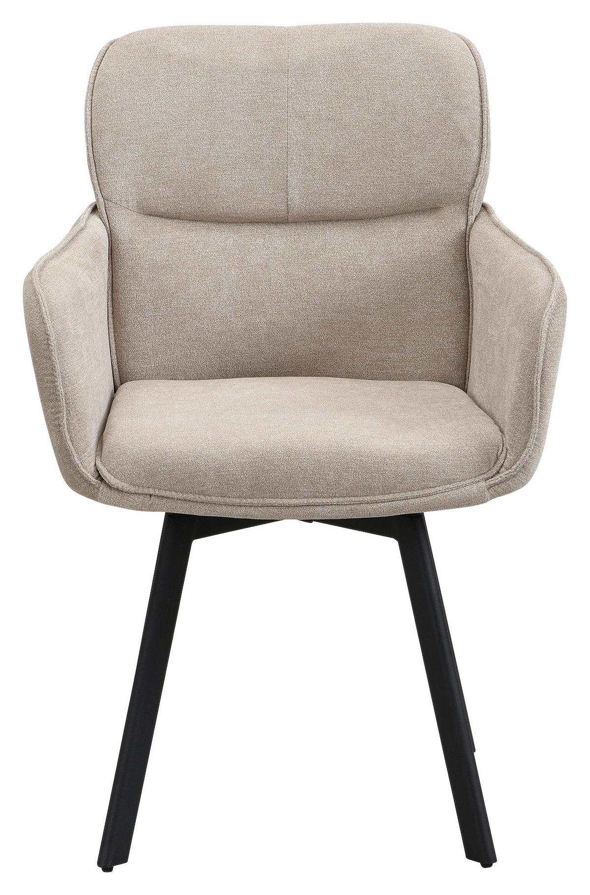STUHL RICO - Taupe/Schwarz, MODERN, Textil/Metall (61/90/63cm) - MID.YOU