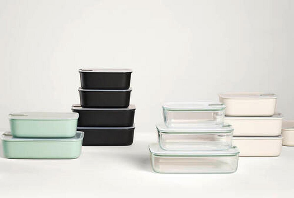 POJEMNIK NA ŻYWNOŚĆ 106162594700 MEPAL - przejrzysty/szałwiowy, Basics, tworzywo sztuczne (19,8/13,9/7cm) - Mepal