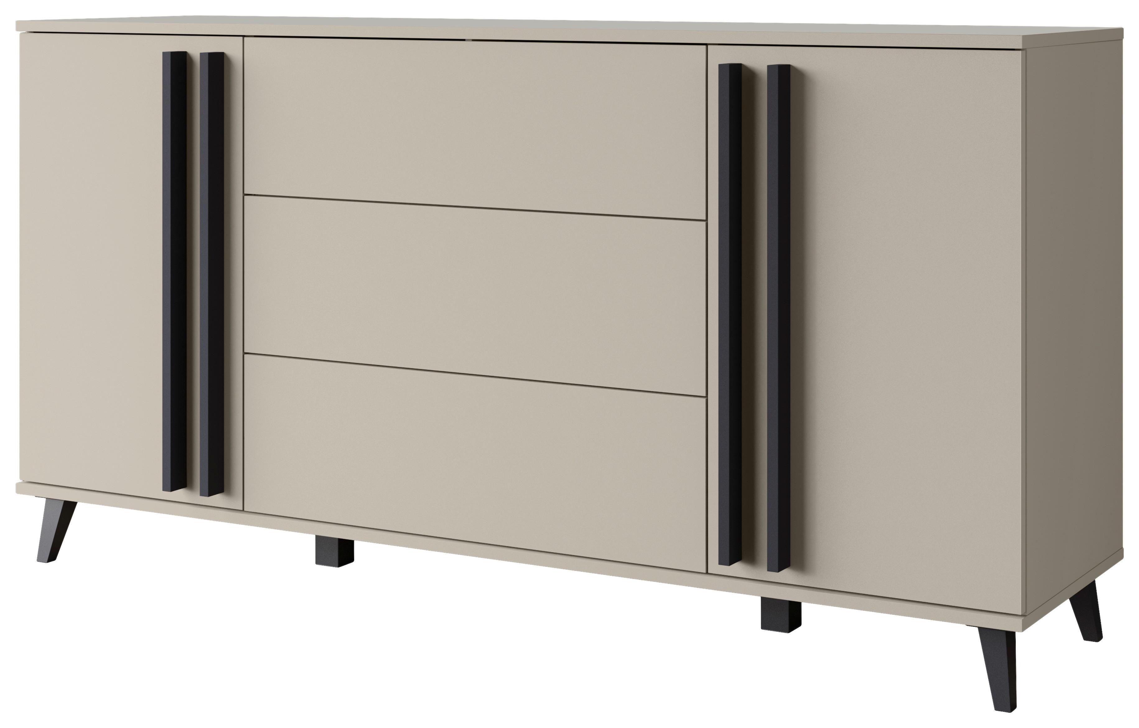 Komoda Helsinki 150 - bež/crna, Trend, drvni materijal/plastika (150/77,8/39,5cm) - P & B