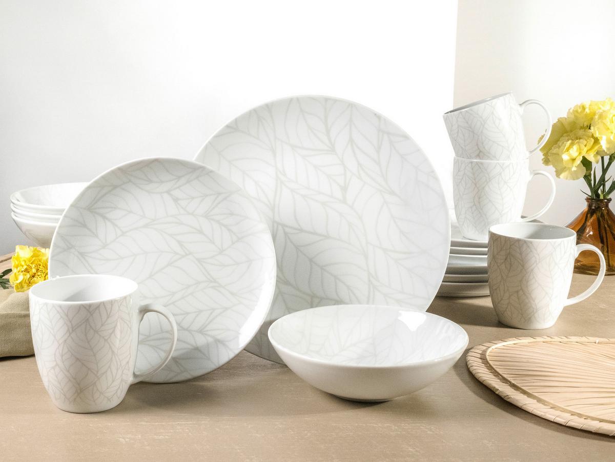 Kombinirani Servis Home Blätter, 16-Delni - bela/večbarvno, Basics, keramika - Creatable