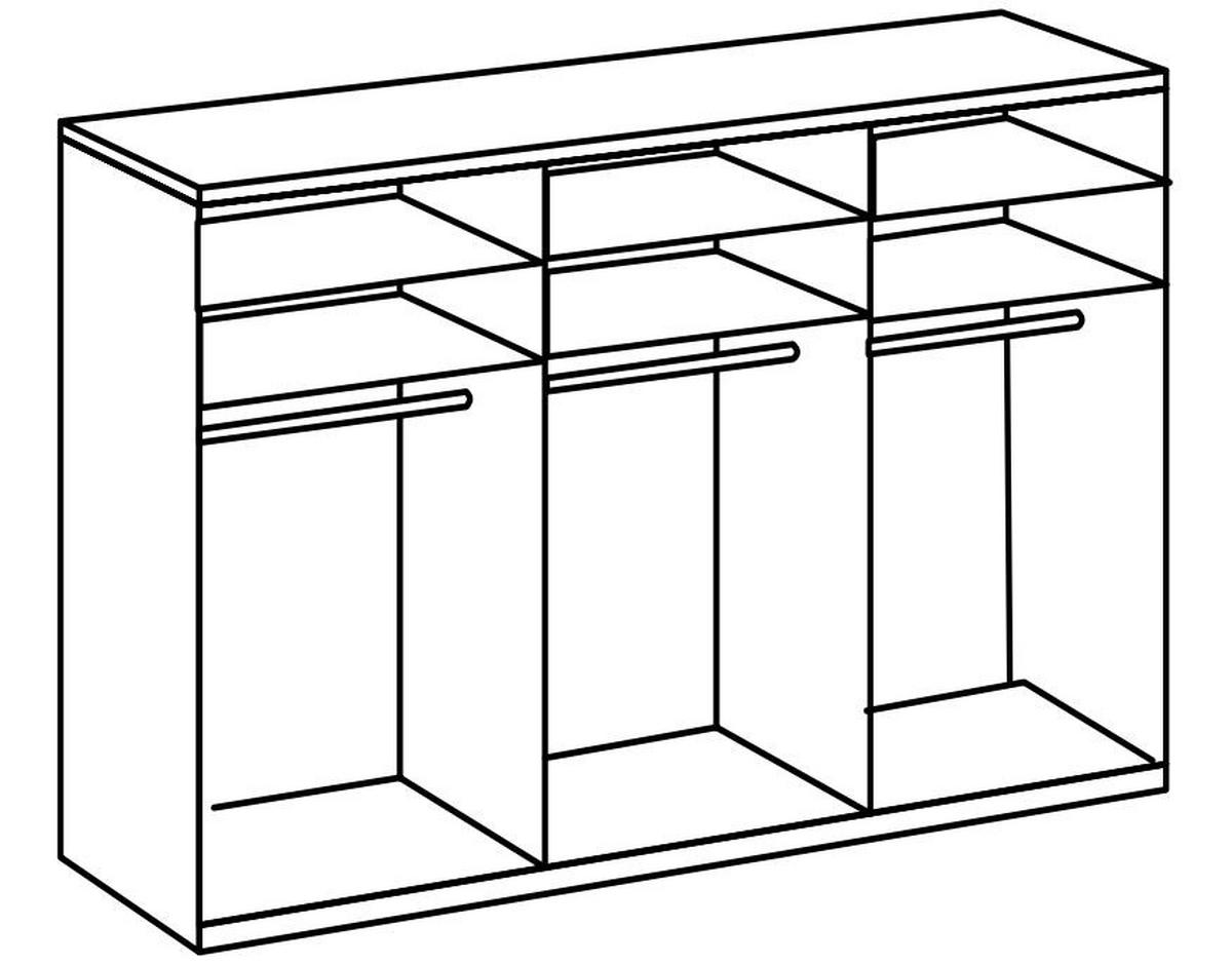 Schwebetürenschrank Level D36 ca. 300 cm Weiß/Eiche Dekor - Chromfarben/Weiß Hochglanz, MODERN, Holzwerkstoff/Metall (300/236/65cm) - MID.YOU
