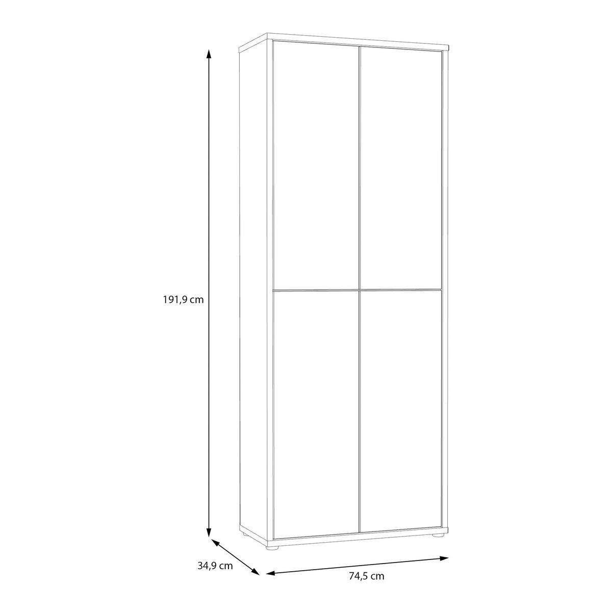 Ormar Za Cipele Alice - siva/hrast Artisan, Moderno, drvni materijal/plastika (74,5/191,9/34,9cm) - Modern Living