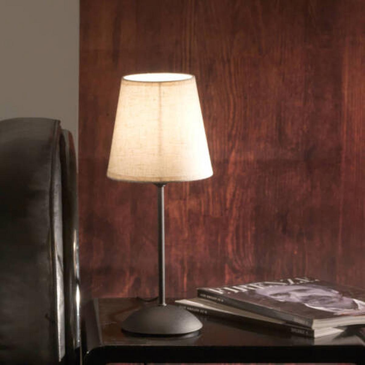 Nachttischleuchte Loris nero Creme/Schwarz max. 6 Watt - Creme/Schwarz, KONVENTIONELL, Textil/Metall (15/15/36cm)