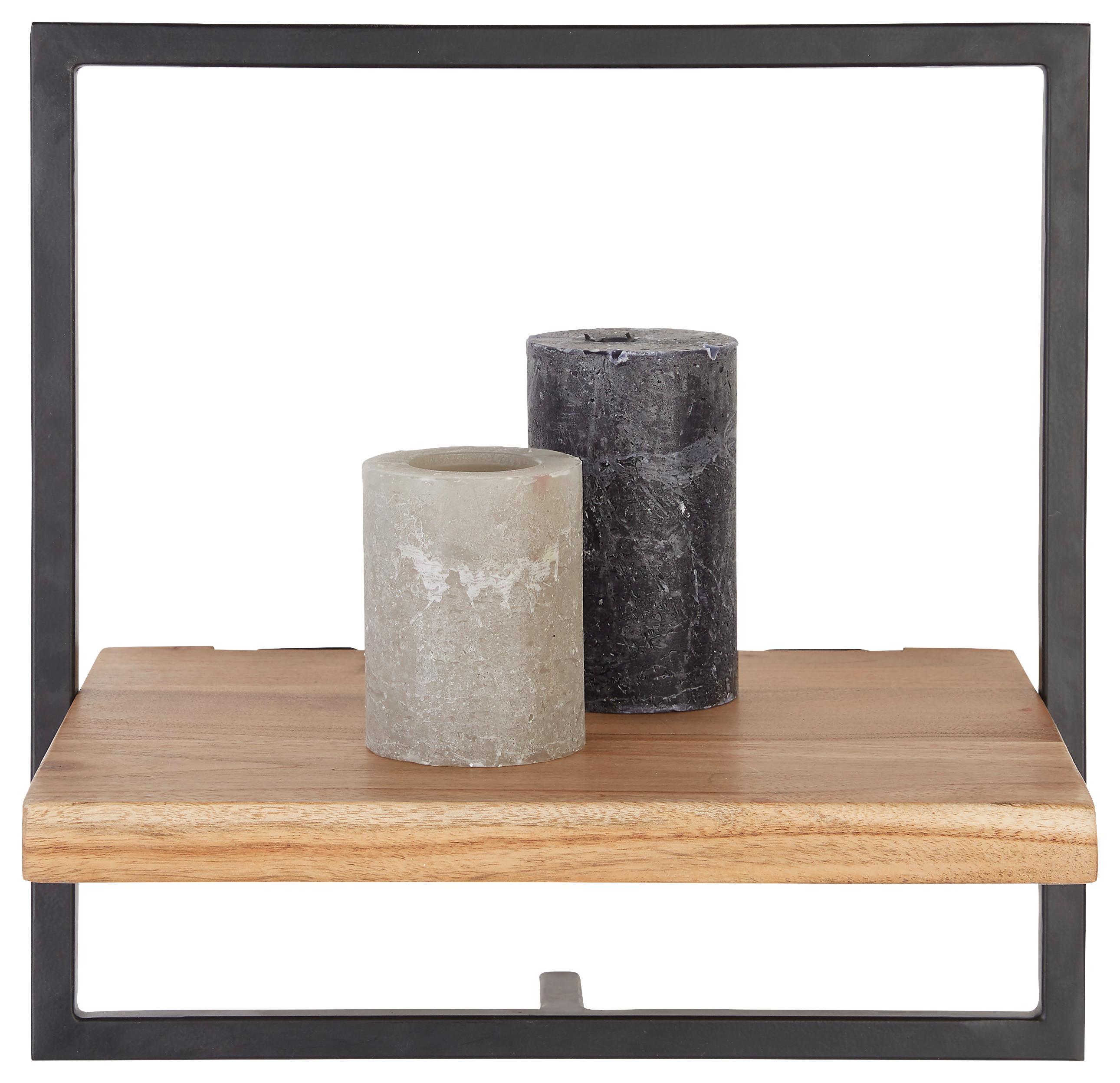 Wandregal in Schwarz/Akaziefarben - Schwarz/Akaziefarben, Modern, Holz/Metall (35/35/25cm) - Mömax