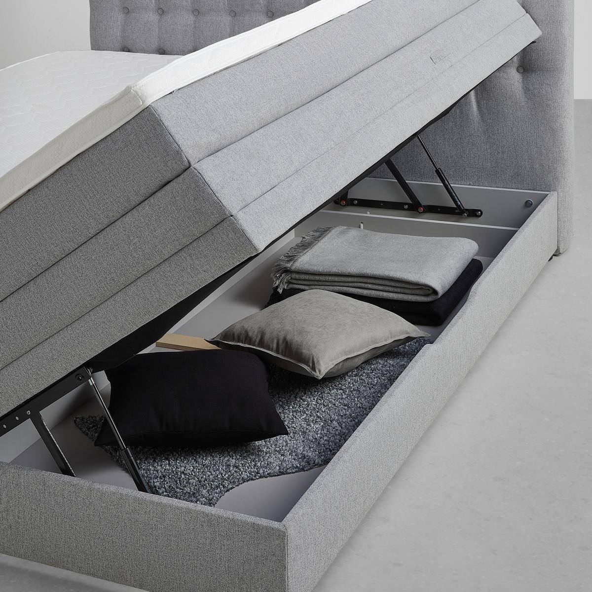 Boxspringbett Luzern Hellgrau ca. 180x200cm - Hellgrau/Schwarz, KONVENTIONELL, Kunststoff/Textil (180/200cm) - Premium Living