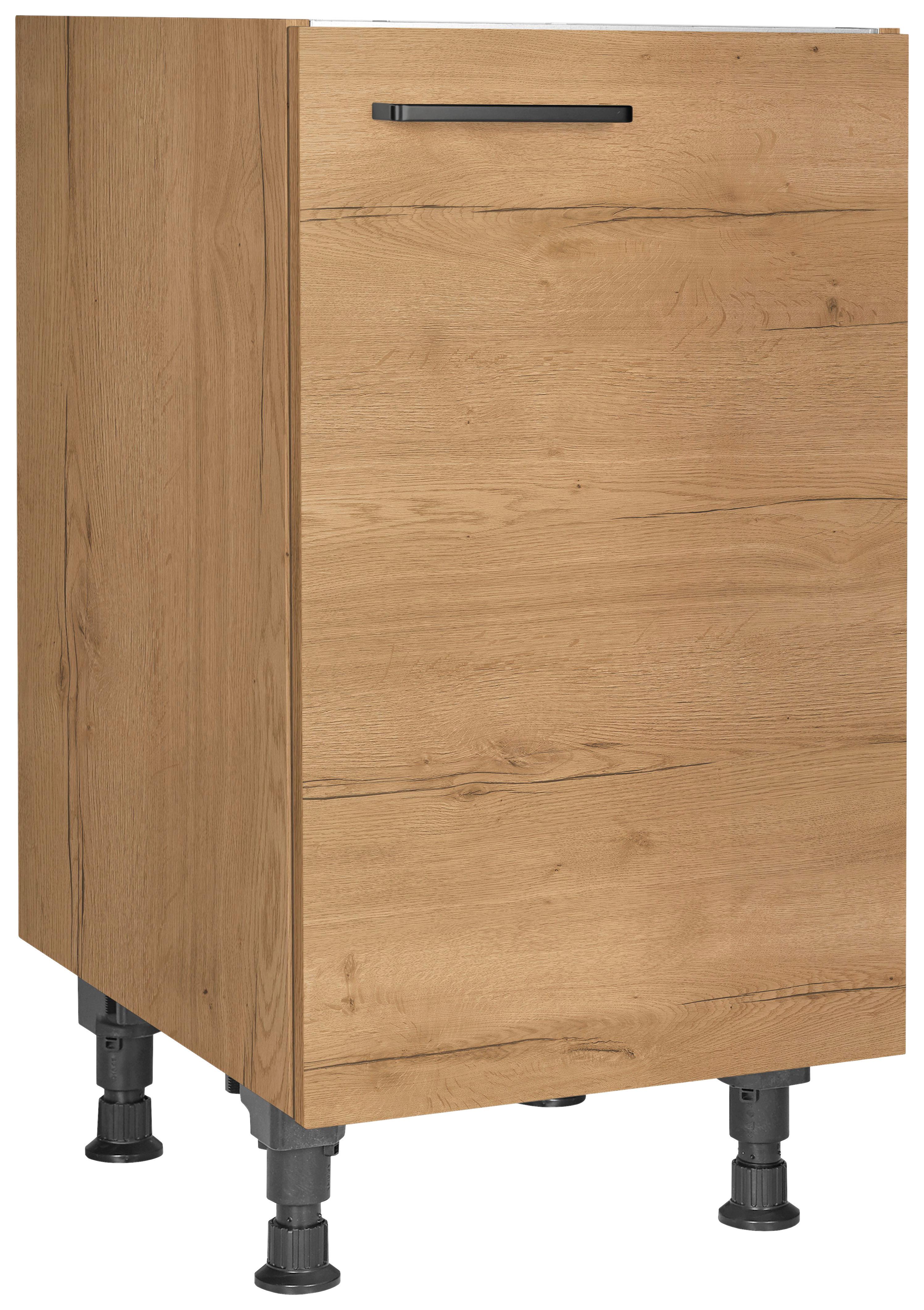 Spülenunterschrank Structura Eiche - Eichefarben/Schwarz, MODERN, Holzwerkstoff/Metall (45/87/56cm) - Nobilia