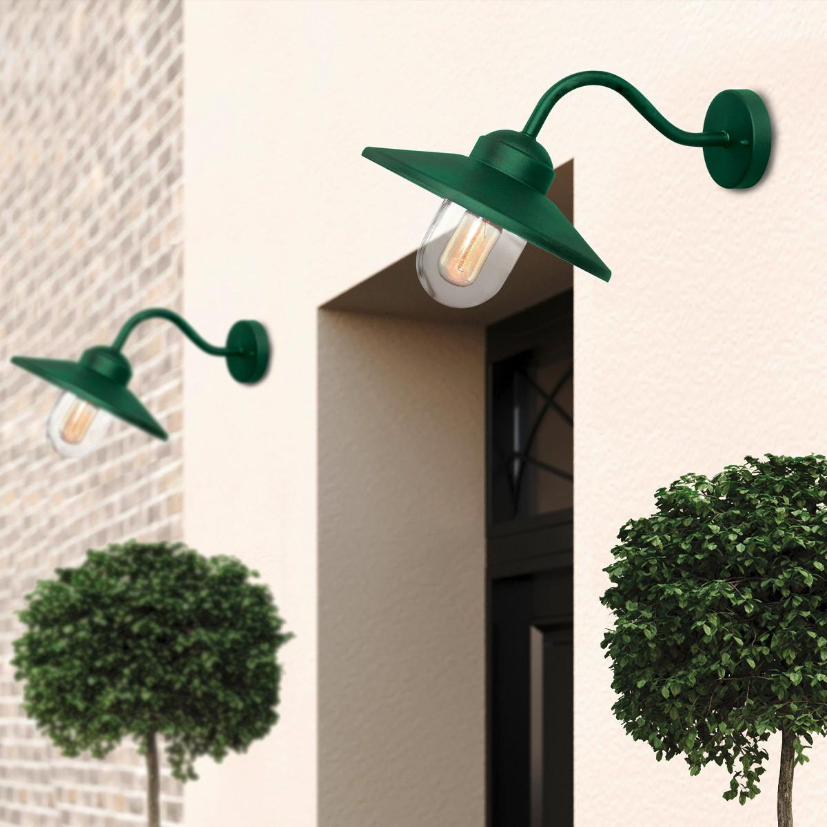 Kültéri Falilámpa Klampenborg-Fgr - zöld, Konventionell, üveg/fém (42/27.5/25.5cm) - Elstead Lighting