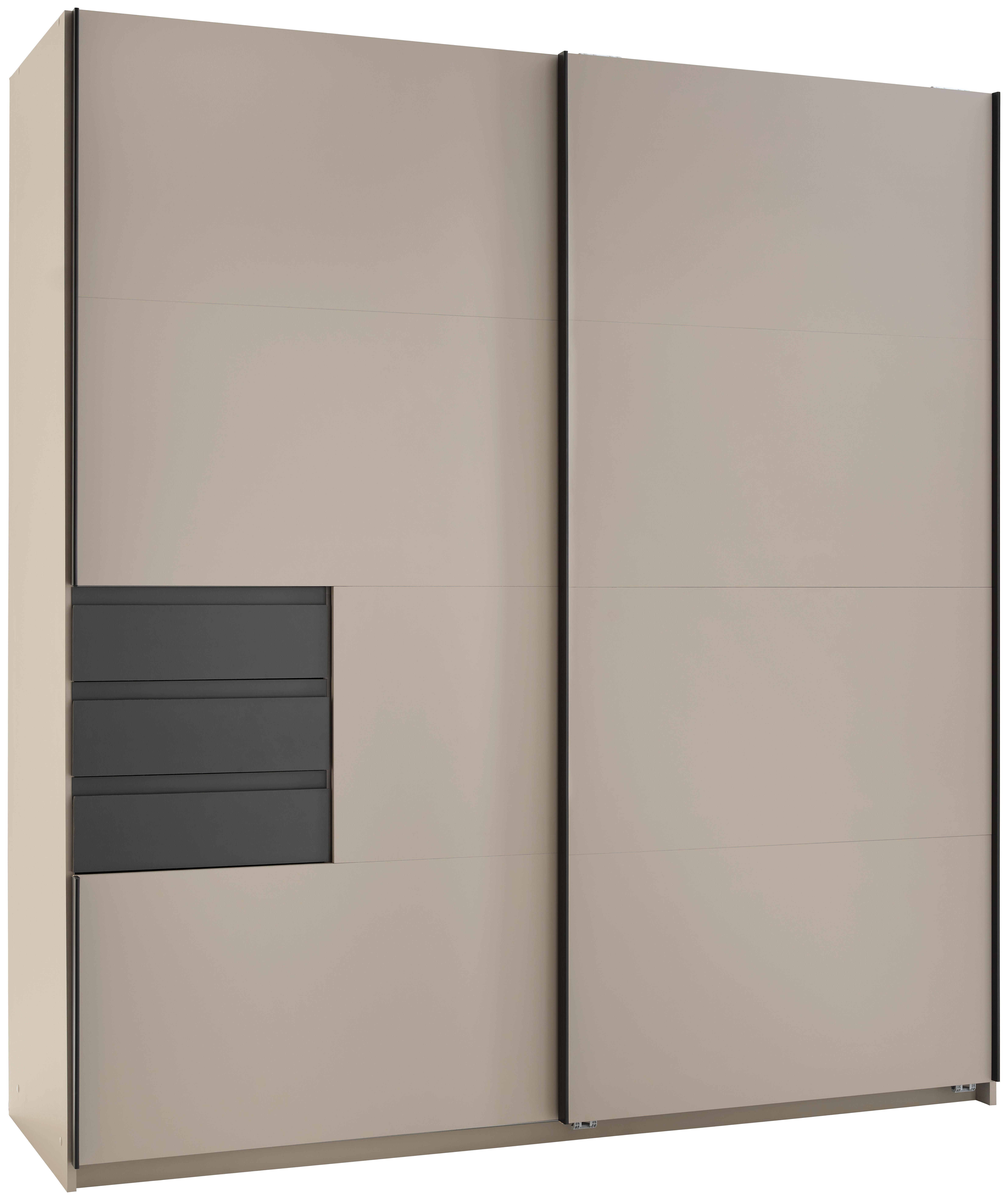 Omara Z Drsnimi Vrati Osnabrück, Siva, Brez Ogledala - sahara/črna, Trend, kovina/leseni material (180/198/65cm)