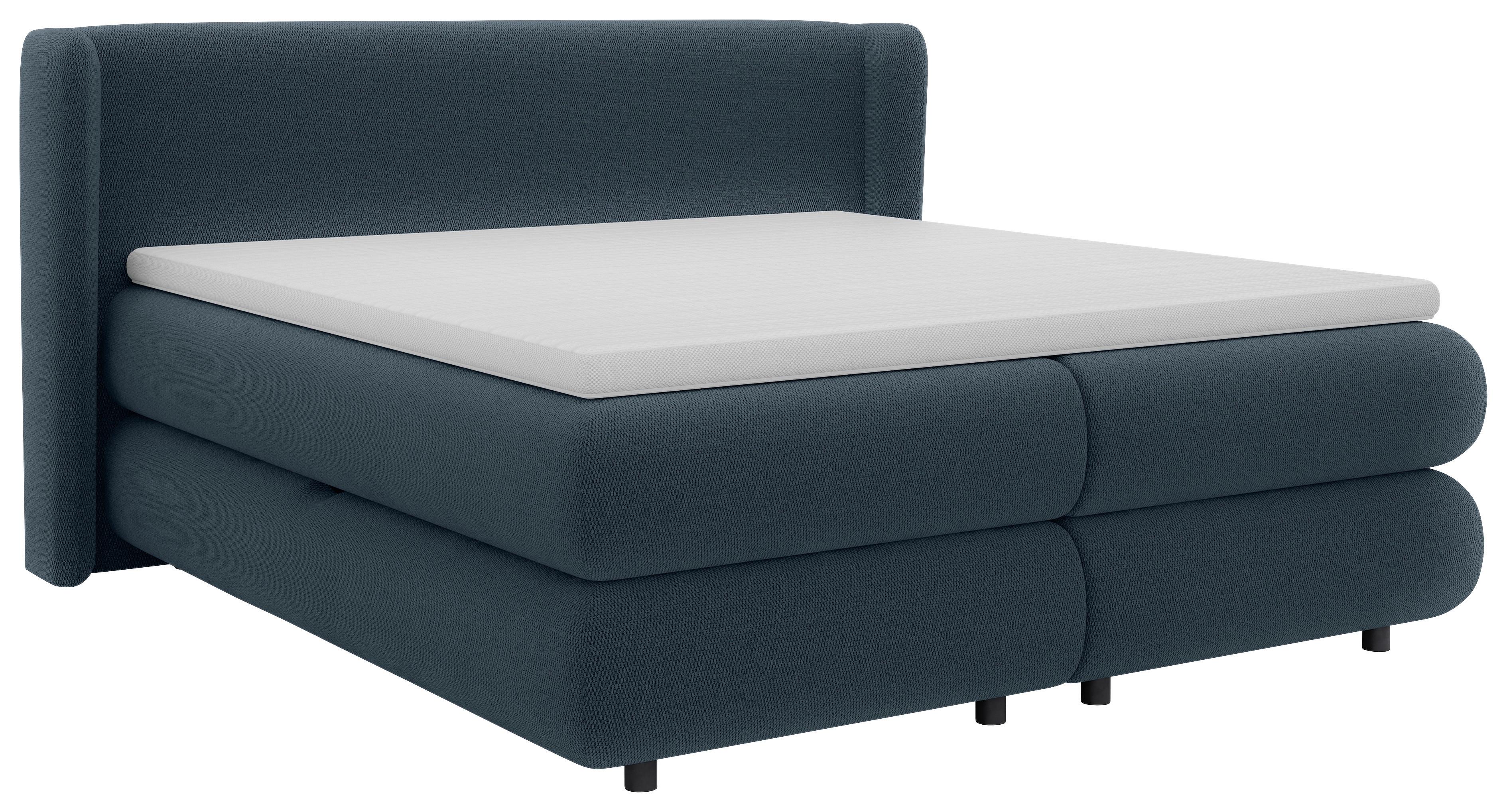 Boxspring Krevet Elodie - plava/crna, Konvencionalno, tekstil/plastika (180/200cm) - Premium Living