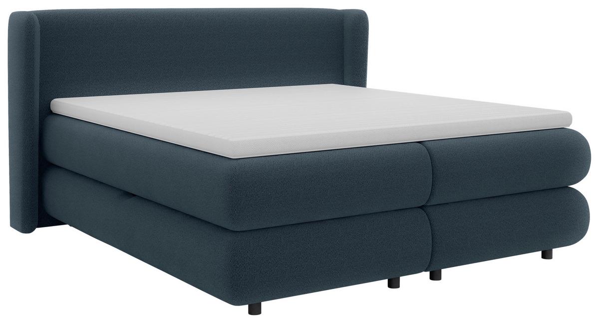 Boxspring Krevet Elodie - plava/crna, Konvencionalno, tekstil/plastika (180/200cm) - Premium Living