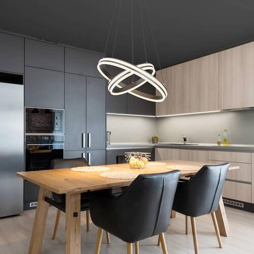 LED-Hängeleuchte Grouni Titanfarben/Opal max. 60 Watt - Klar/Titanfarben, Design, Kunststoff/Metall (60/120cm) - Globo