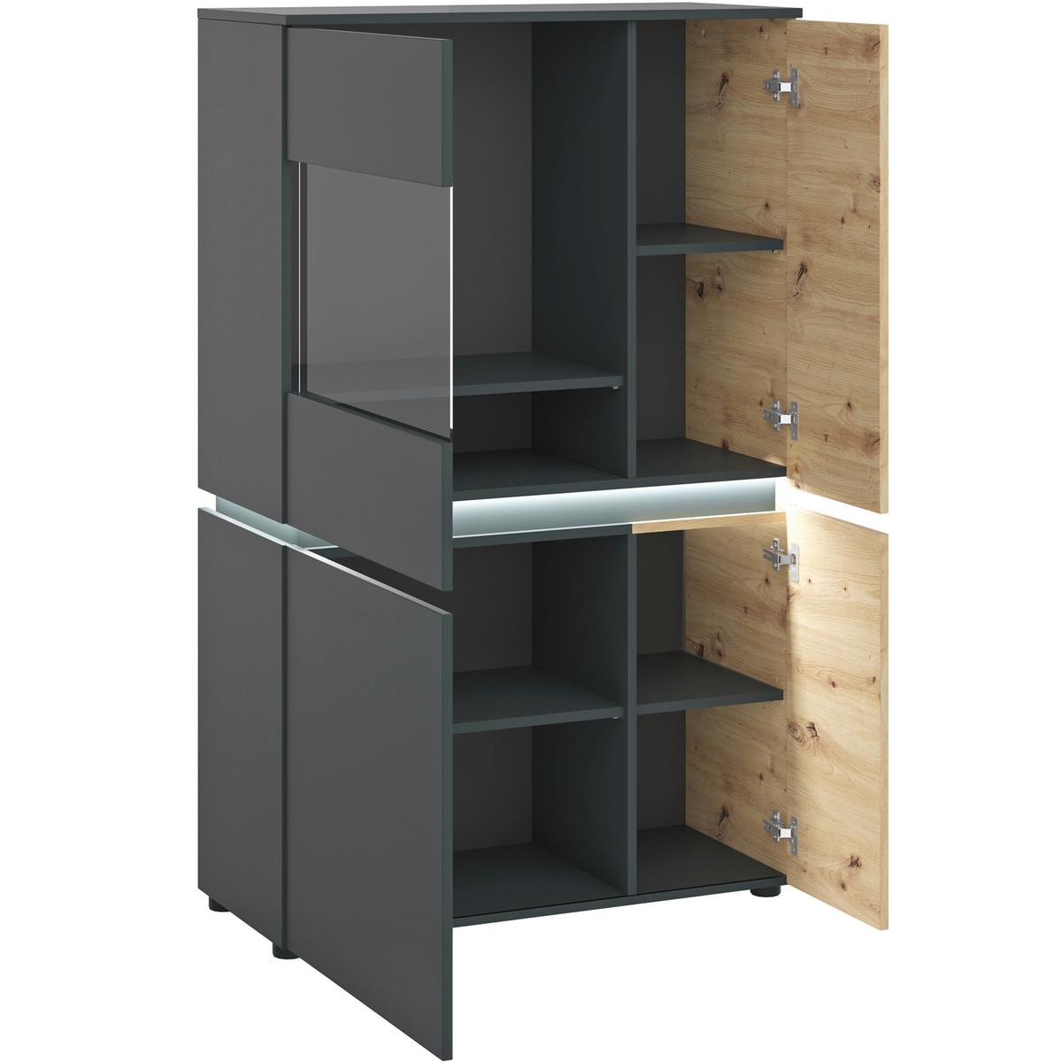 Vitrina Luci - siva/hrast Artisan, Trend, staklo/drvni materijal (90,4/146/40cm) - Modern Living