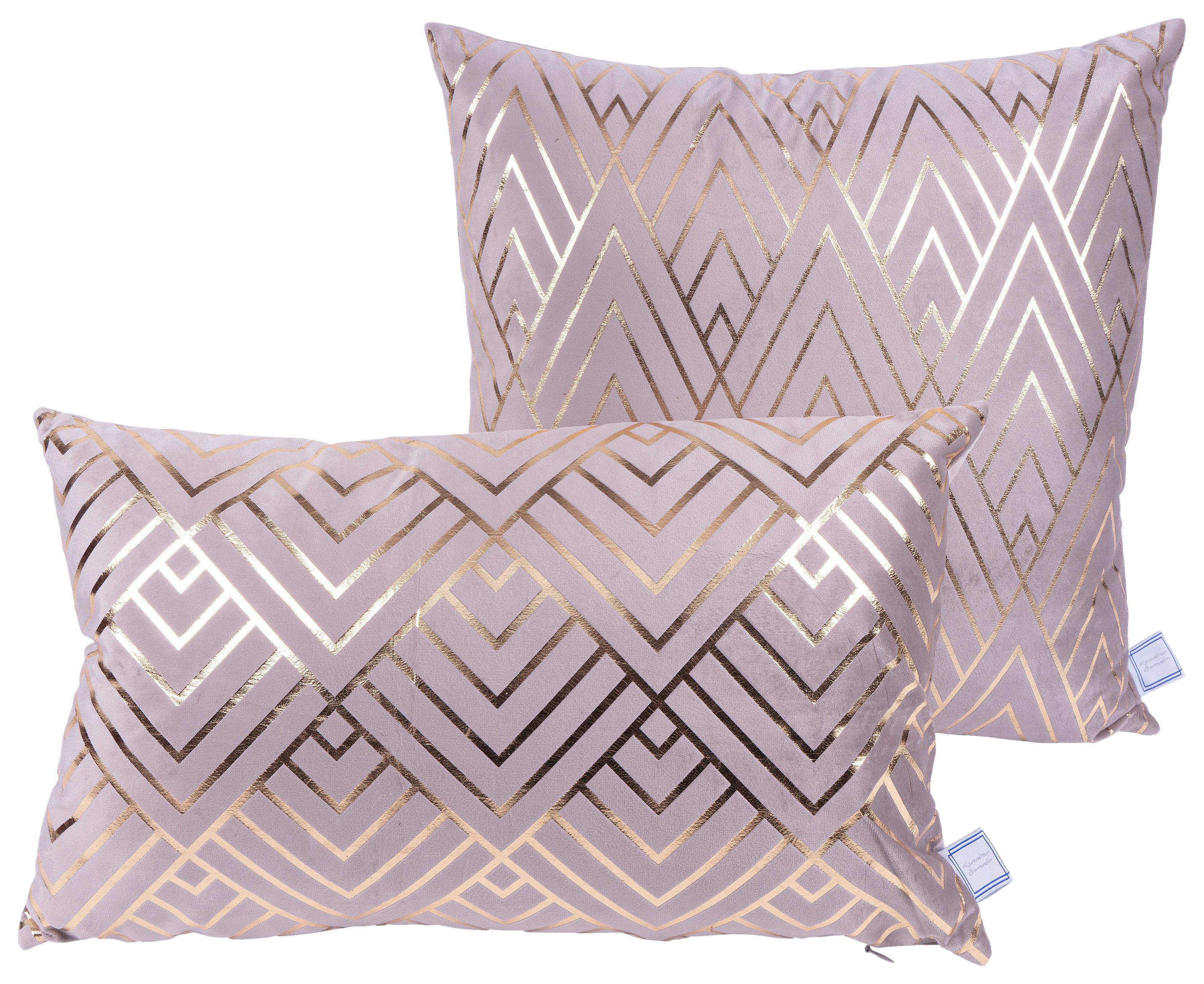 ZIERKISSENSET PRISMA 225 2ER-SET - Taupe/Goldfarben, Konventionell (30x45/50x45cm)