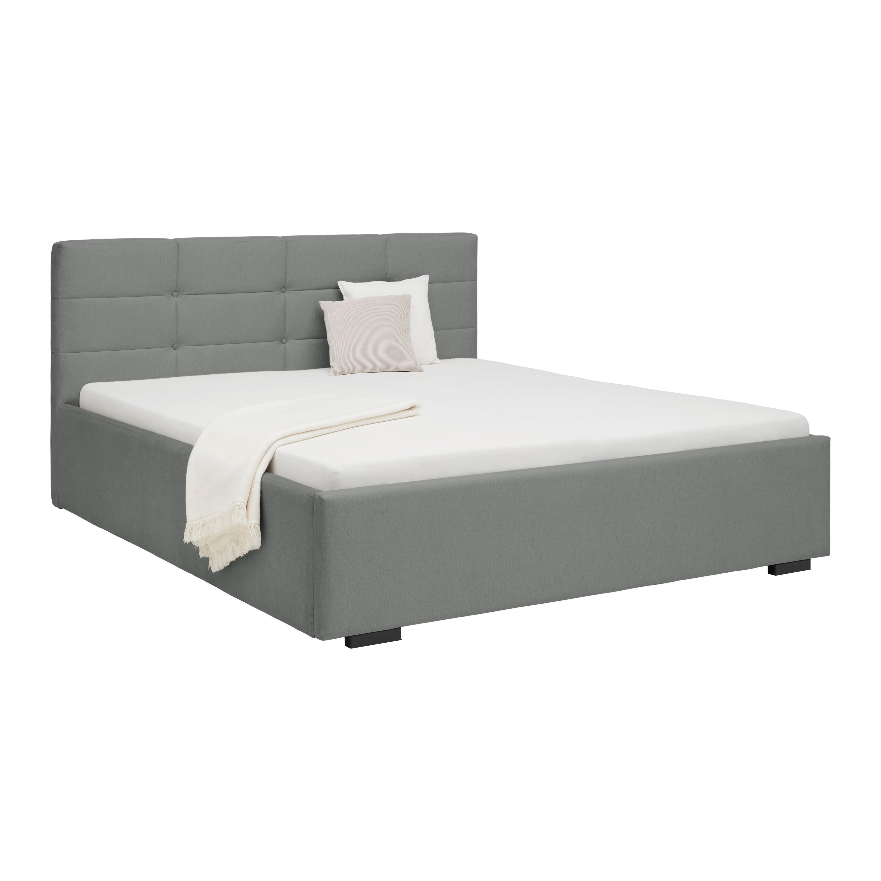 Polsterbett Nelo in Grau ca. 180x200cm - Schwarz/Grau, KONVENTIONELL, Kunststoff/Textil (180/200cm) - Mömax