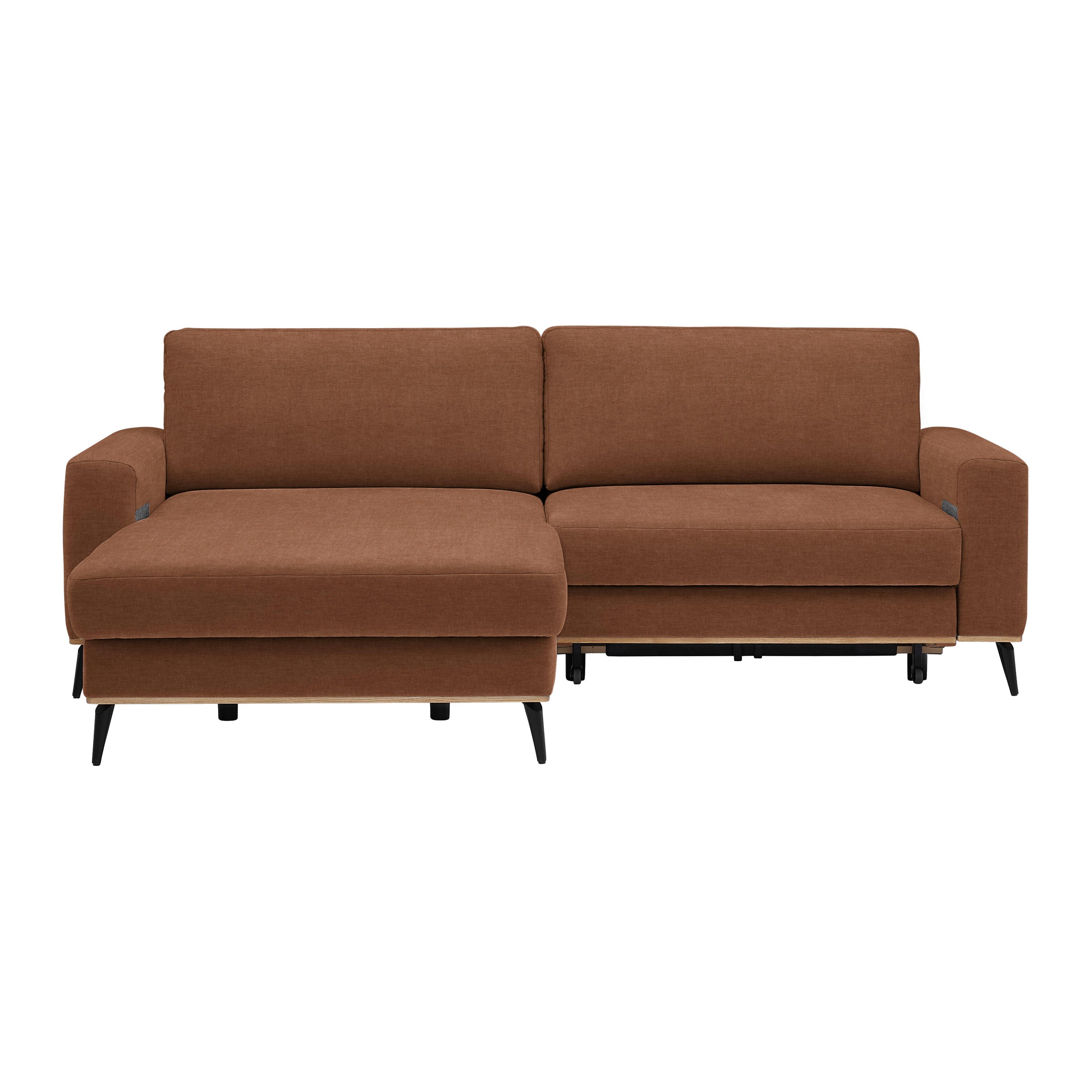 Wohnlandschaft Romeo Rostfarben - Rostfarben/Schwarz, KONVENTIONELL, Holz/Textil (167/87/234cm) - Zandiara