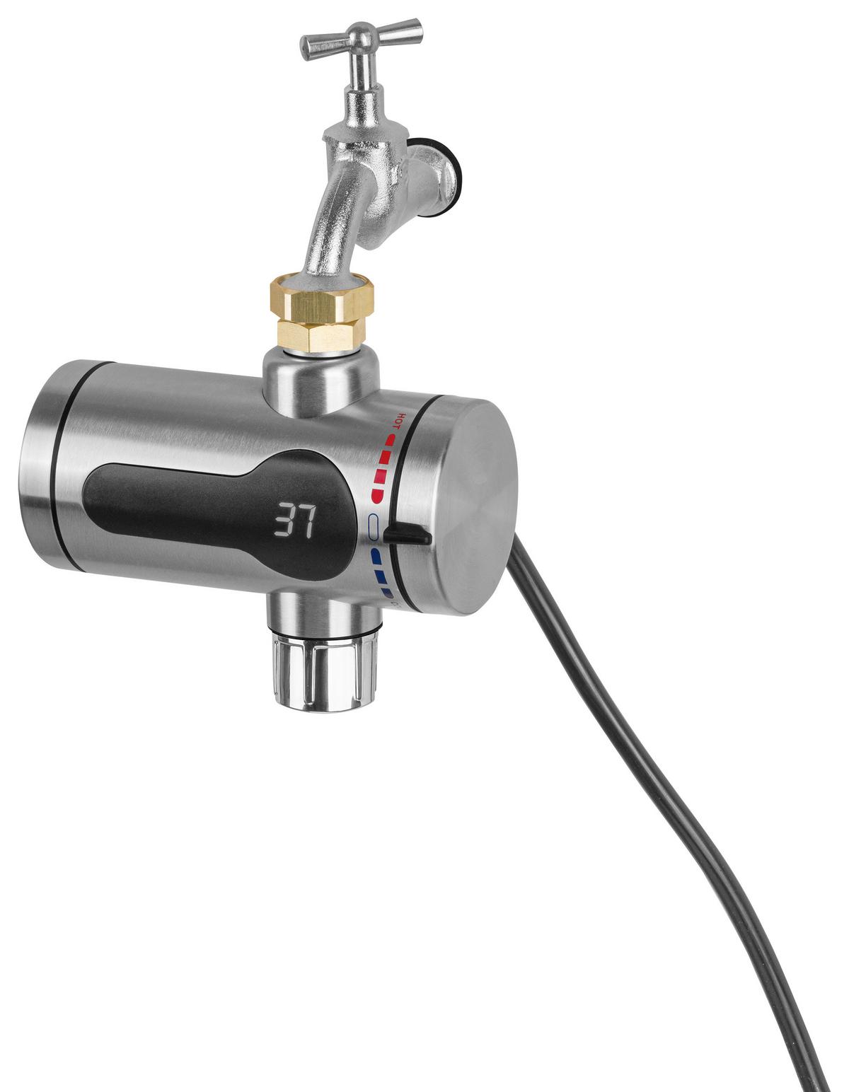 Durchlauferhitzer Maxxmee Schwarz/Edelstahlfarben - Edelstahlfarben/Schwarz, Kunststoff/Metall (14/11,5/6,5cm)