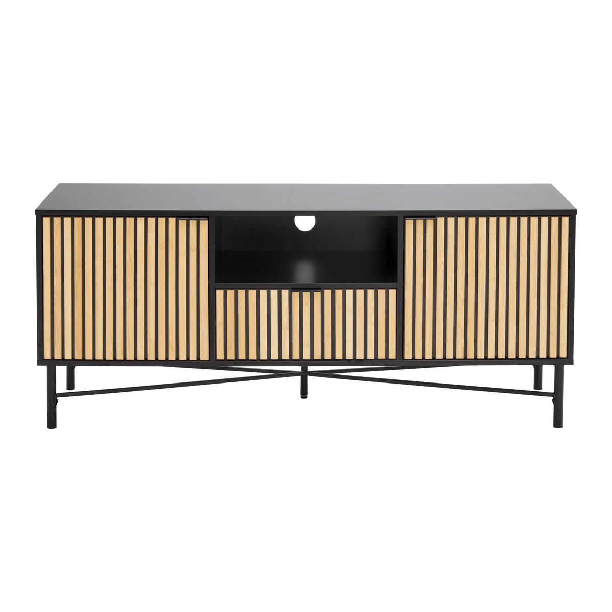Tv Szekrény Madrid - natúr színű/fekete, Modern, faalapú anyag/fém (143/60/40cm) - Mömax
