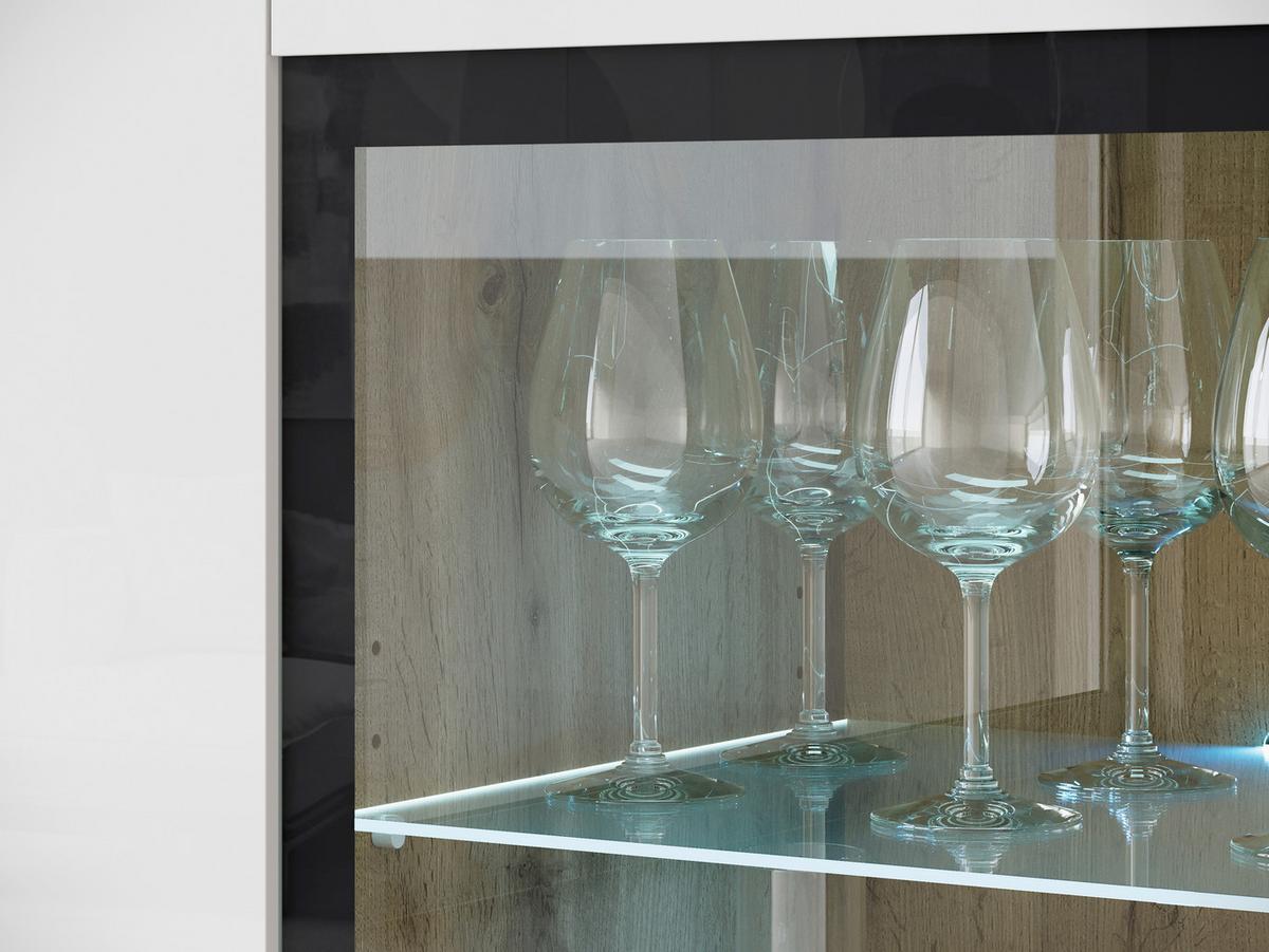 Visoka Komoda Vera 120, Bela, Barva Hrasta - hrast wotan/siva, Trend, umetna masa/steklo (120/103,3/39,5cm) - P & B