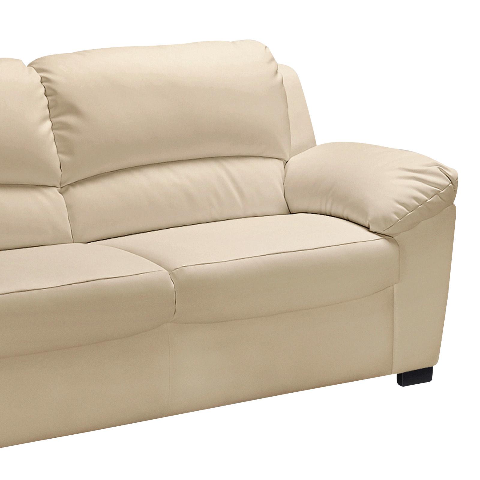 Dreisitzer-Sofa "Danilo" , beige - Beige/Schwarz, KONVENTIONELL, Kunststoff/Textil (182/90/90cm) - MID.YOU