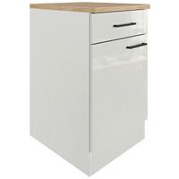 Küchenunterschrank in Lichtgrau glänzend - Schwarz/Grau, MODERN, Holzwerkstoff/Metall (50/86/60cm) - FlexWell