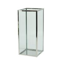 LATARNIA ML-5089L SILVER - kolor stalowy/przejrzysty, Trend, metal/szkło (15/35/15cm)