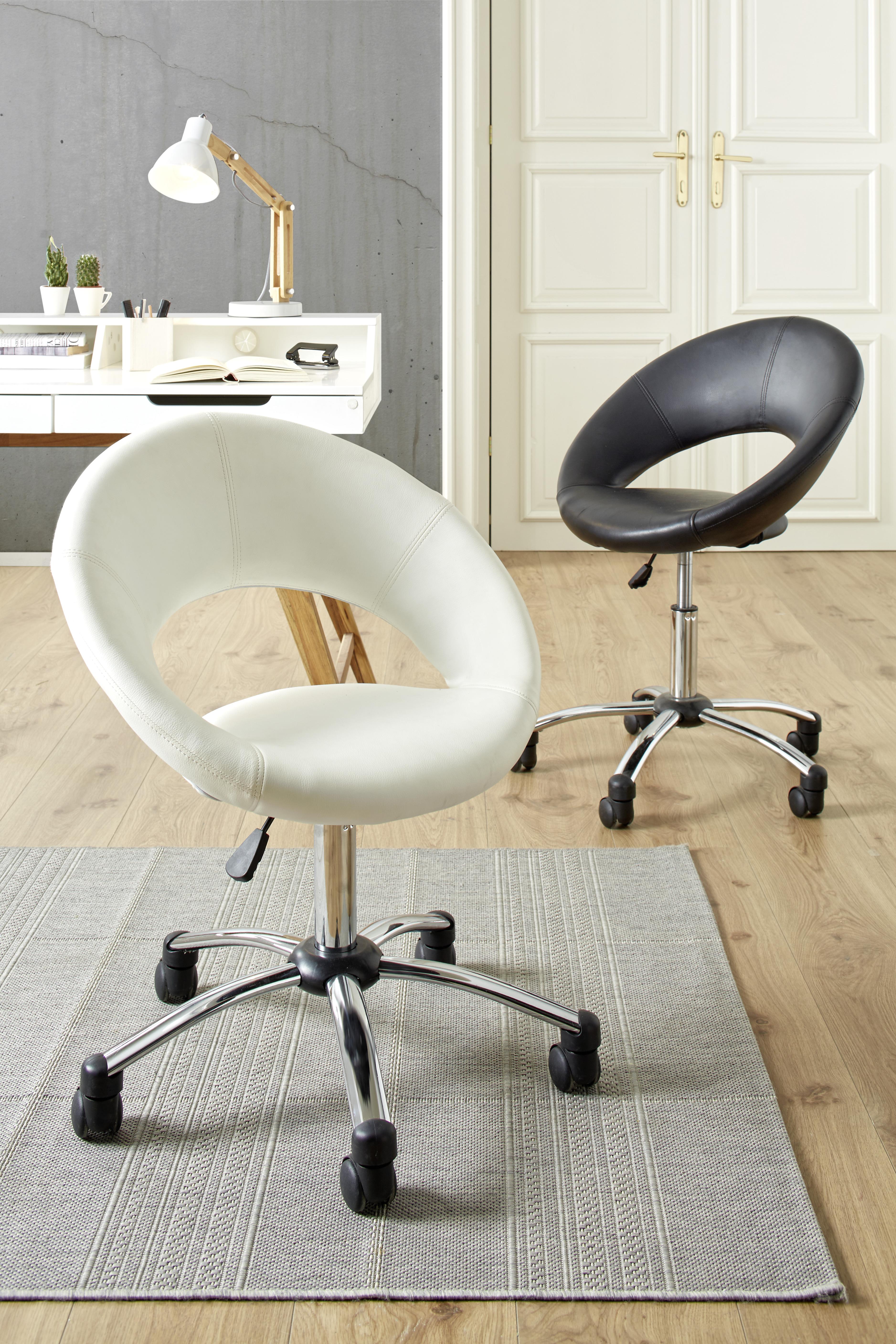 Drehstuhl in Weiss - Chromfarben/weiss, Modern, Kunststoff/Textil (61cm) - Modern Living