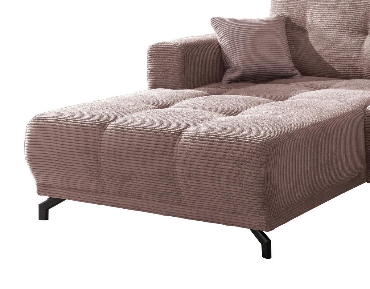 Wohnlandschaft Restato Rosa Cord - Schwarz/Rosa, MODERN, Holz/Textil (177/246cm) - MID.YOU