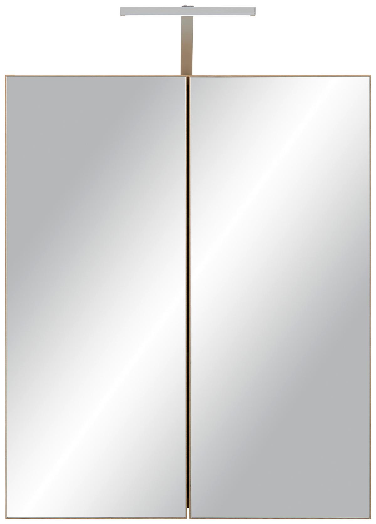 Spiegelschrank in Eichefarben - Schwarz, MODERN, Glas/Holzwerkstoff (60/73/17,5cm) - Mömax