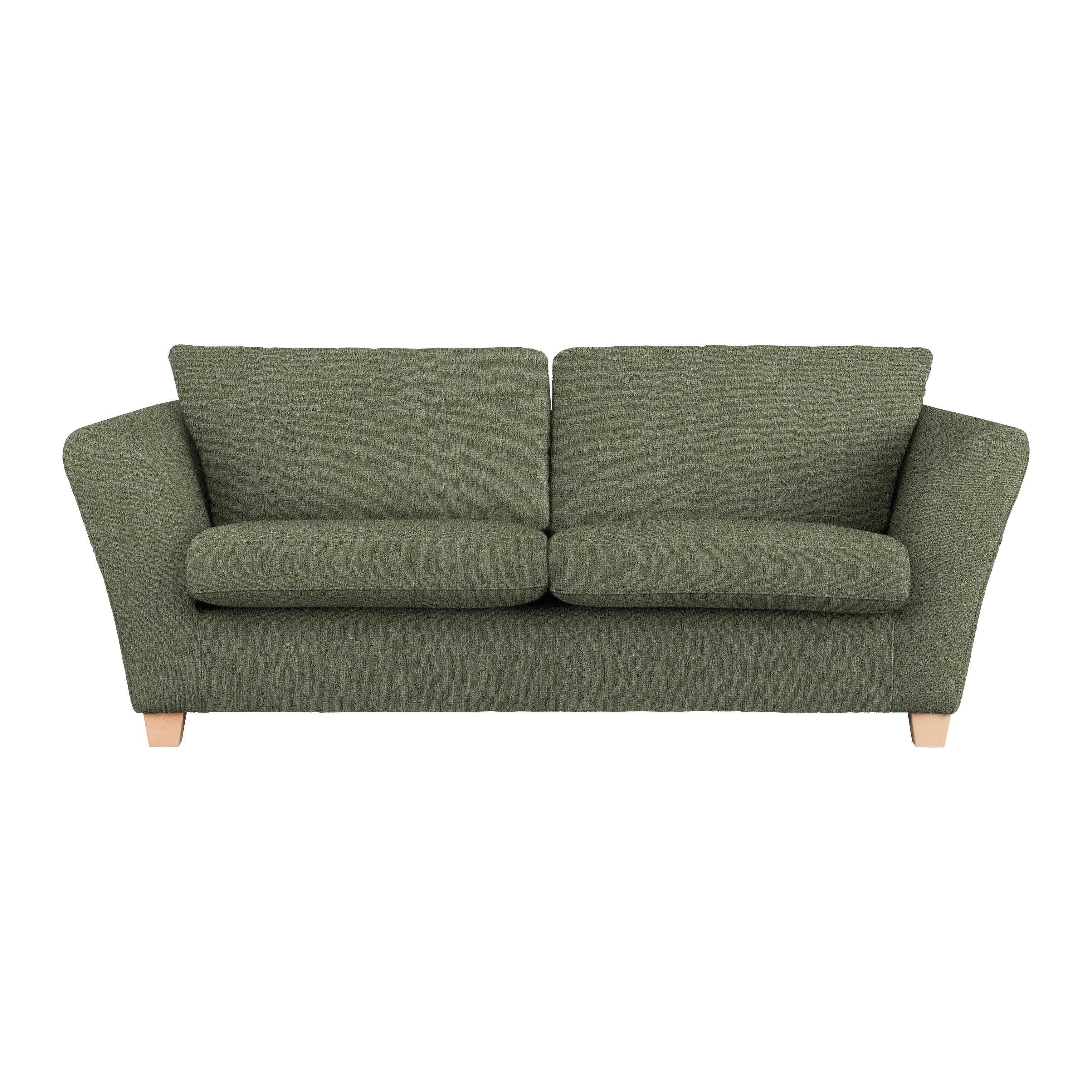 3-Sitzer-Sofa Devado Olivgrün - Olivgrün/Naturfarben, Holz/Textil (216/70-85/95cm) - Mömax