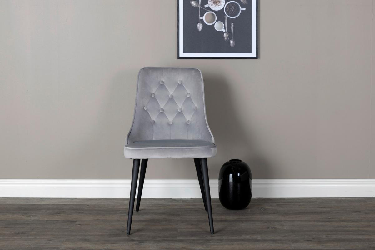 STUHL-SET VELVET DELUXE - Hellgrau/Schwarz, Design, Kunststoff/Textil (50/88,5/66cm) - Livetastic