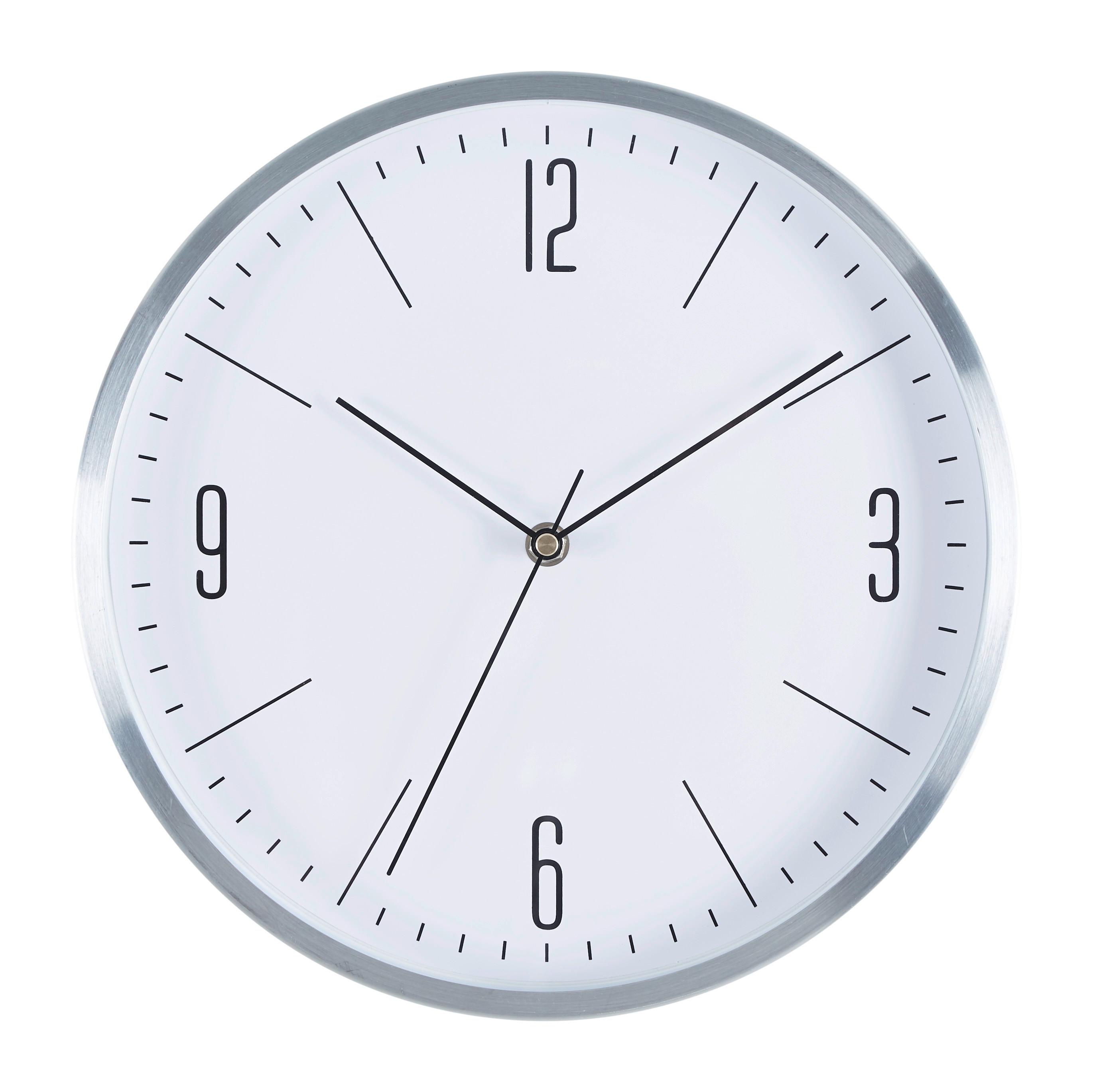 Wanduhr Jesper, ca. 30x4cm - Silberfarben, Modern, Glas/Metall (30,5/30,5/4cm) - Modern Living