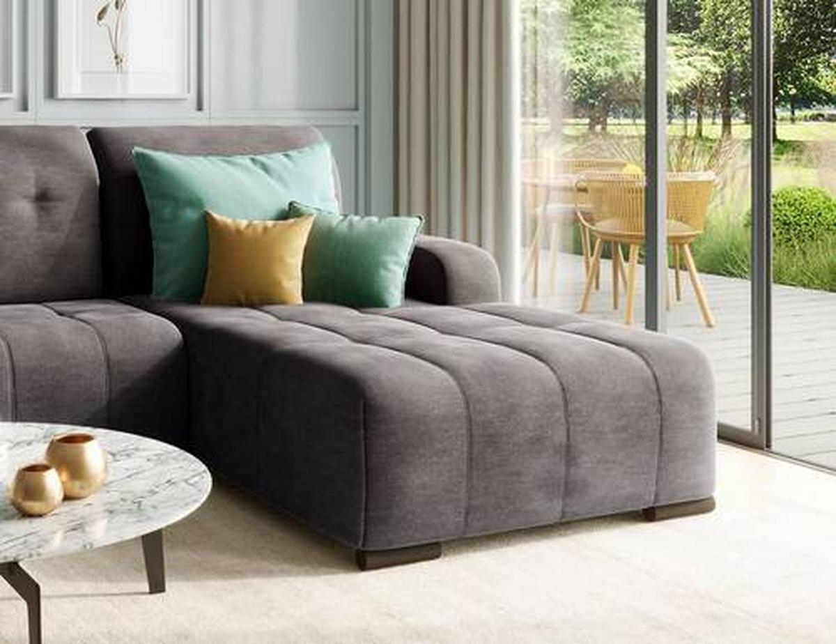 Wohnlandschaft Vicari Anthrazit Mikrofaser - Anthrazit/Schwarz, MODERN, Textil/Metall (185/292cm) - Livetastic