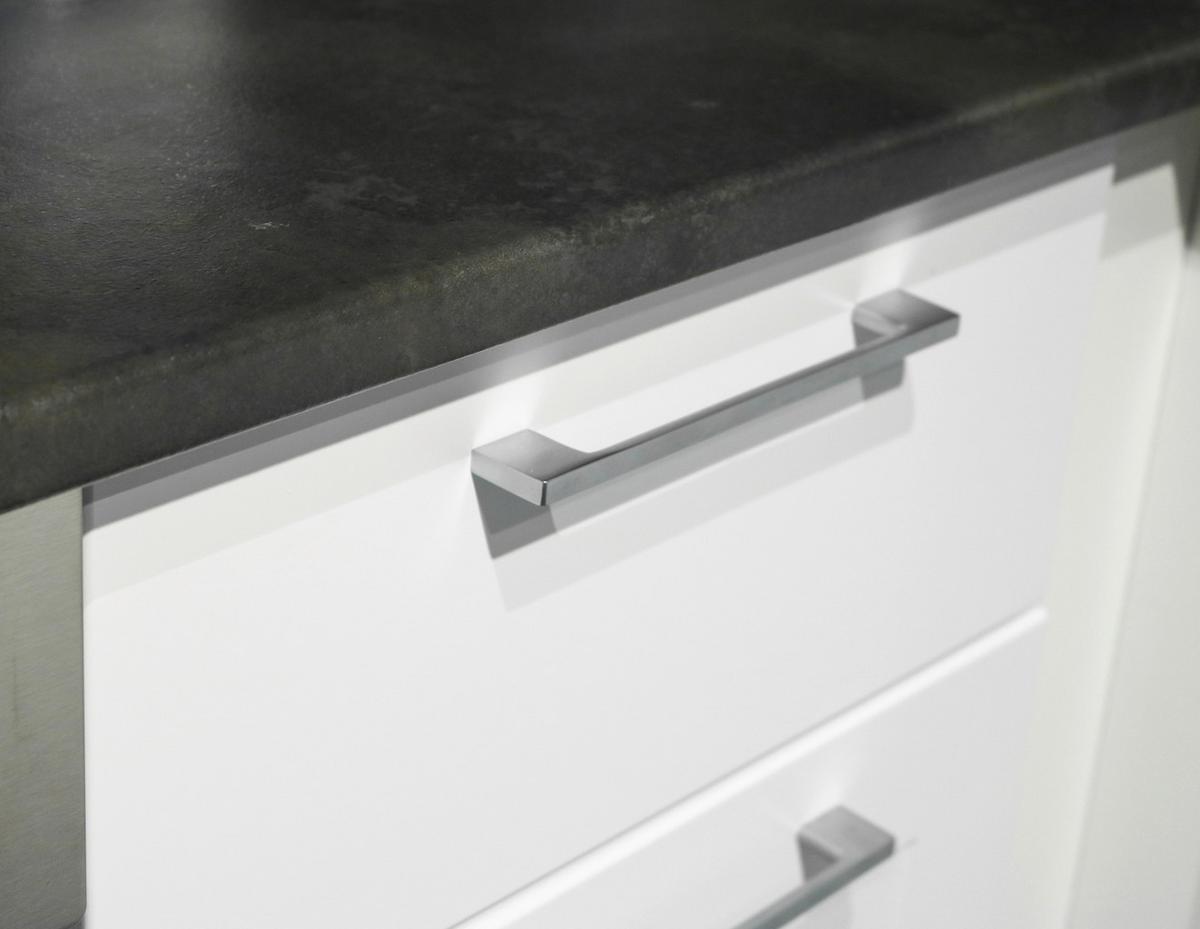 Küchenblock Marseille mit Geräten ca. 310 cm Weiß - Chromfarben/Anthrazit, Design, Holzwerkstoff/Metall (310cm) - P & B