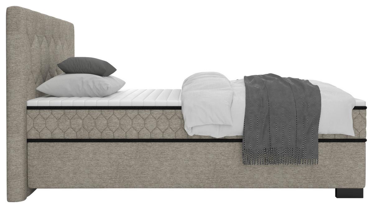 Boxbett Maya D Beige ca. 140x200cm - Beige/Schwarz, KONVENTIONELL, Holz/Holzwerkstoff (140/200cm) - Mömax