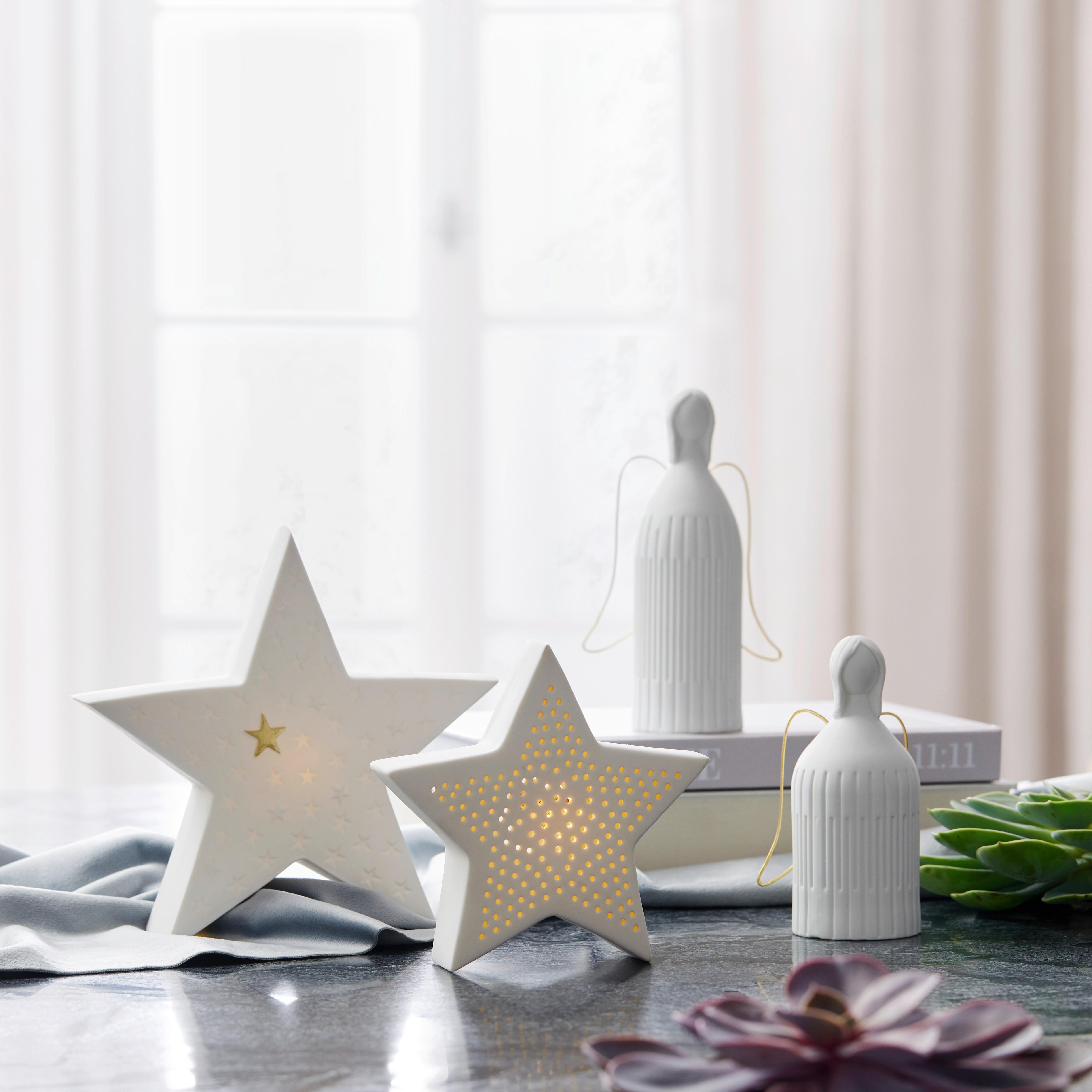 Dekoengel Mary Weiß - Weiß, KONVENTIONELL, Keramik (5/12,5cm) - Modern Living