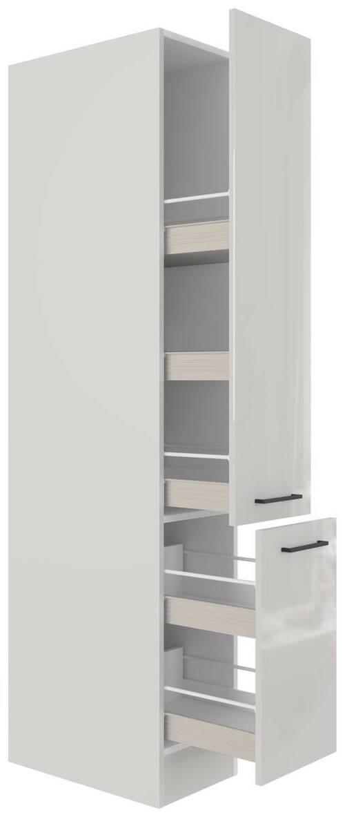 Apothekerschrank in Lichtgrau glänzend - Schwarz/Grau, MODERN, Holzwerkstoff/Metall (30/200/57cm) - FlexWell