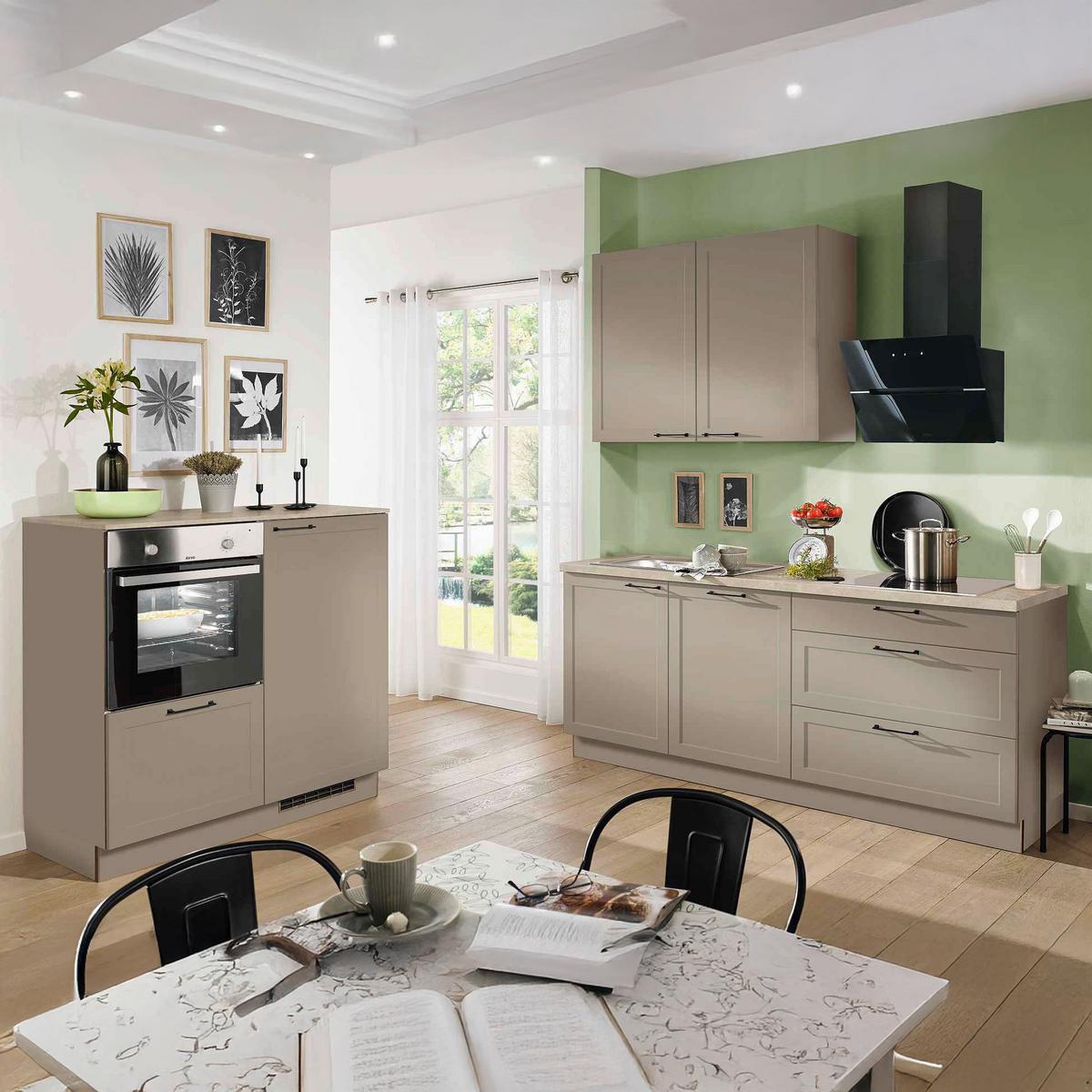 Küchenblock Home o. Geräte Grau - Schwarz/Grau, ROMANTIK / LANDHAUS, Holzwerkstoff/Metall (120/210cm) - Express-Kuechen