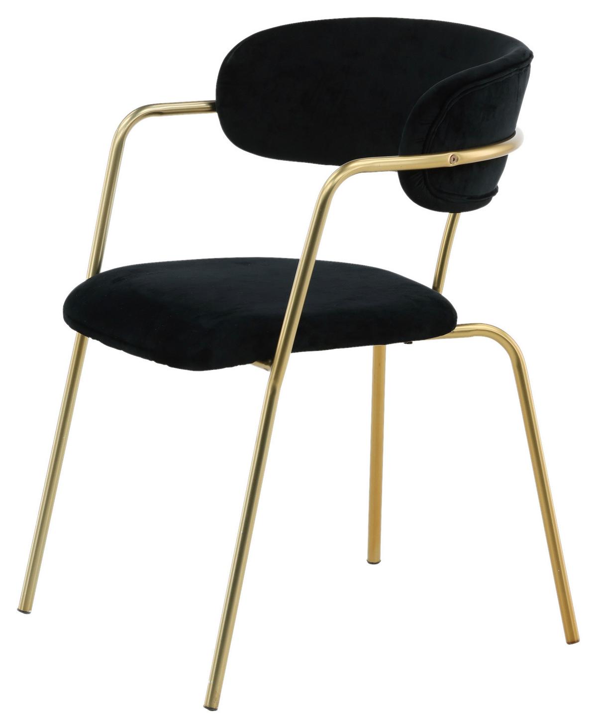 Stuhl-Set Arrow 2er-Set ca. 58x79 cm Samt Schwarz - Messingfarben/Schwarz, Design, Textil/Metall (58/79/61cm) - Livetastic
