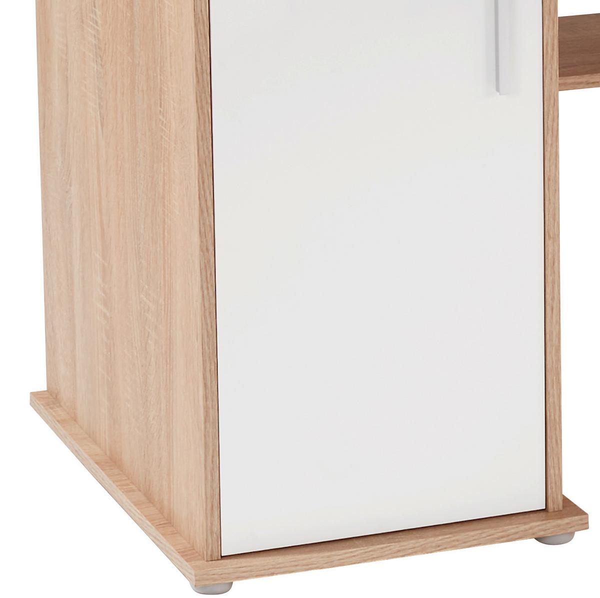 Masă de birou Thema 2 - stejar Sonoma/alb, Modern, plastic/material pe bază de lemn (160/153,4cm) - Modern Living