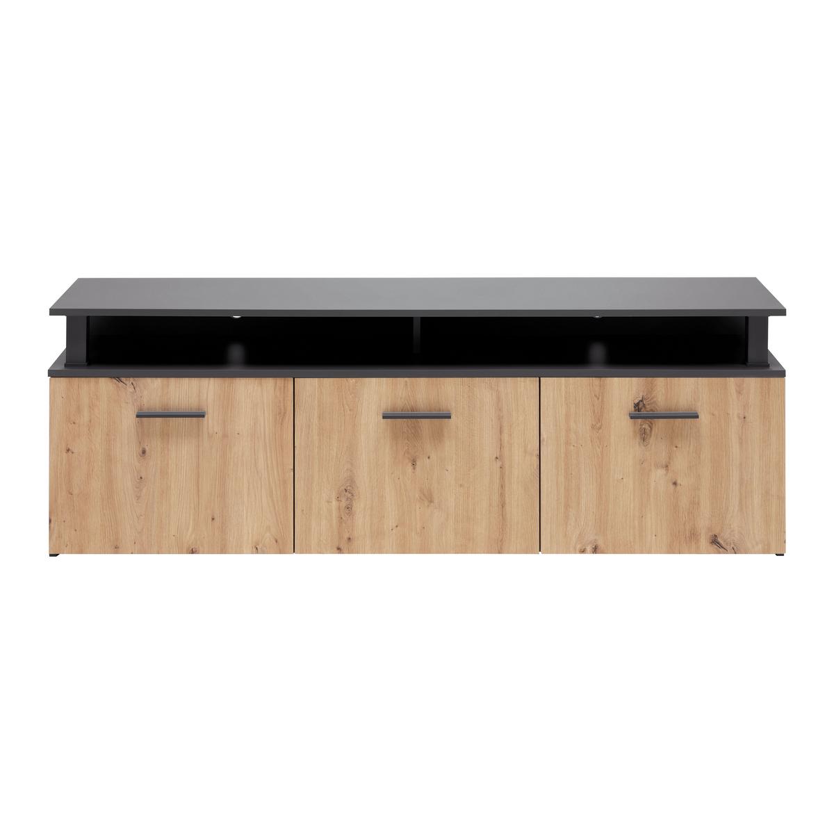 Lowboard Montana Anthrazit/Eiche Artisan - Anthrazit/Schwarz, MODERN, Holzwerkstoff/Kunststoff (160/56/38cm) - Mömax