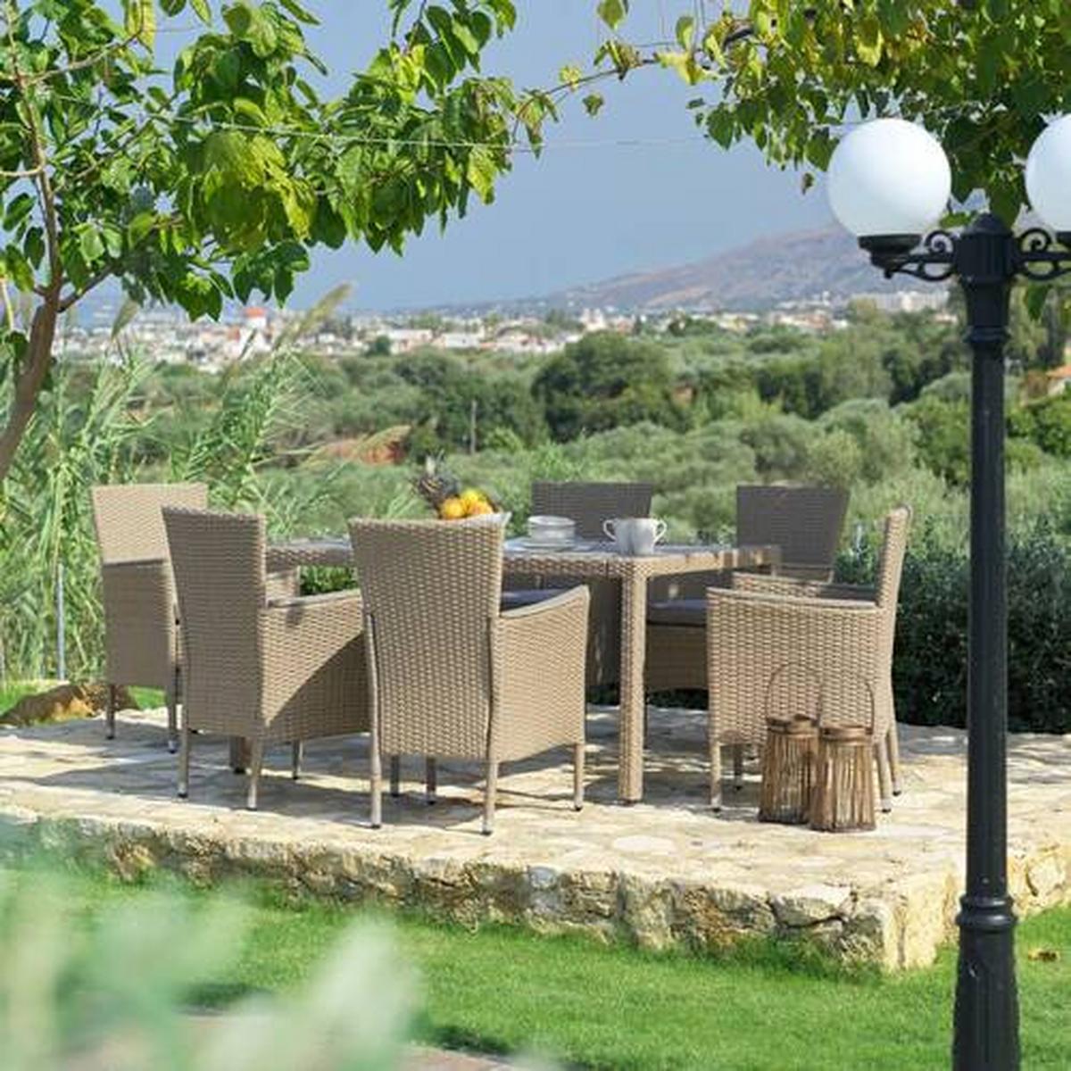 Vrtna Garnitura Porto Rio, Svetlo Rjava, Siva, 7-Delno - svetlo rjava/siva, Moderno, kovina/umetna masa (60/150/88/75cm) - Modern Living