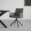 STOL MED ARMSTÖD VINCENT - grå/svart, Modern, metall/läder (58/87/63cm) - Premium Living