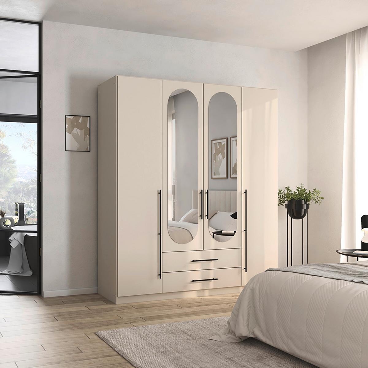 Drehtürenschrank Velora Champagnerfarben - Champagner/Schwarz, KONVENTIONELL, Holzwerkstoff/Metall (181/210/54cm) - Mömax