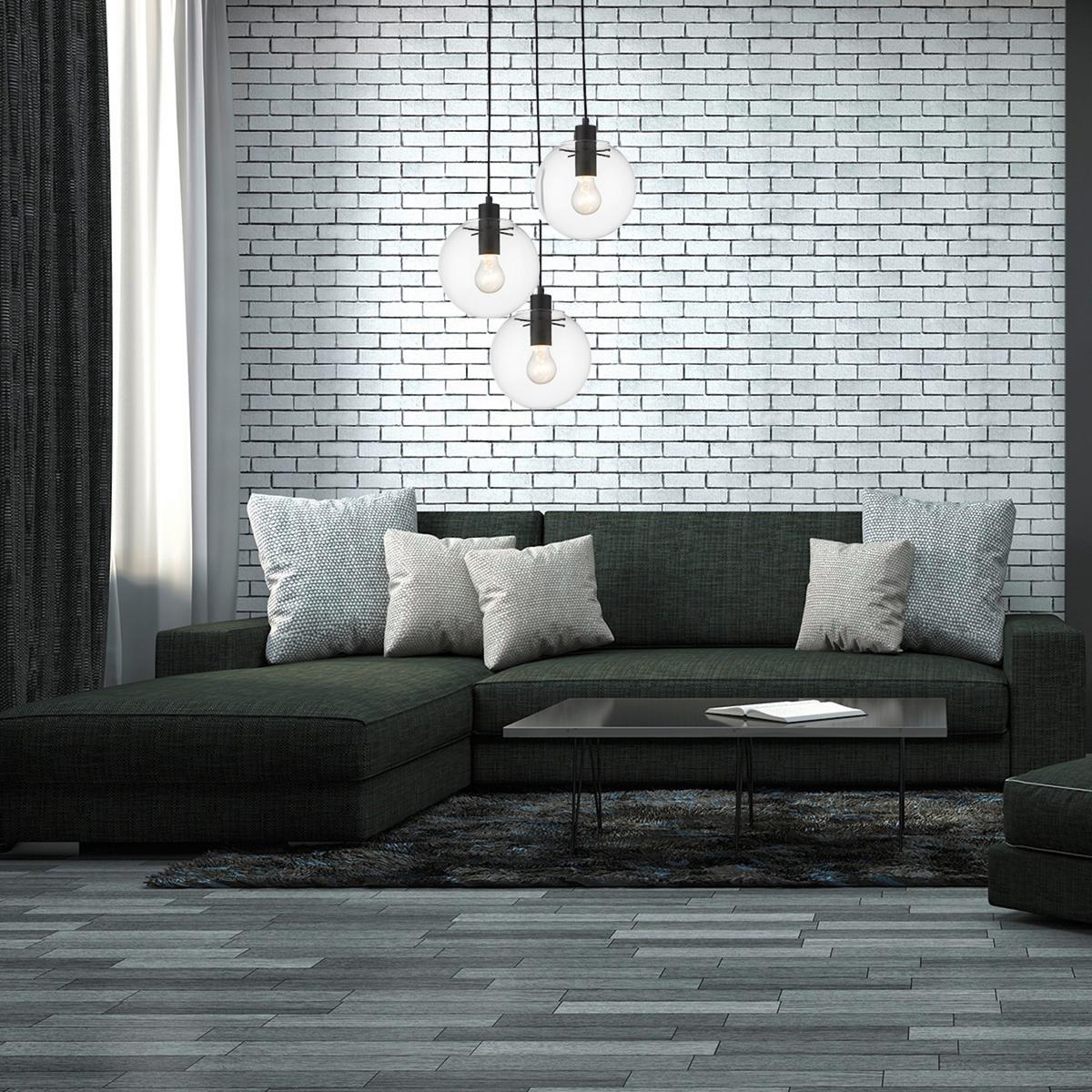 Hängeleuchte Lp-004/3pbk_puerto 3 - Schwarz, Konventionell, Glas (30/144cm)
