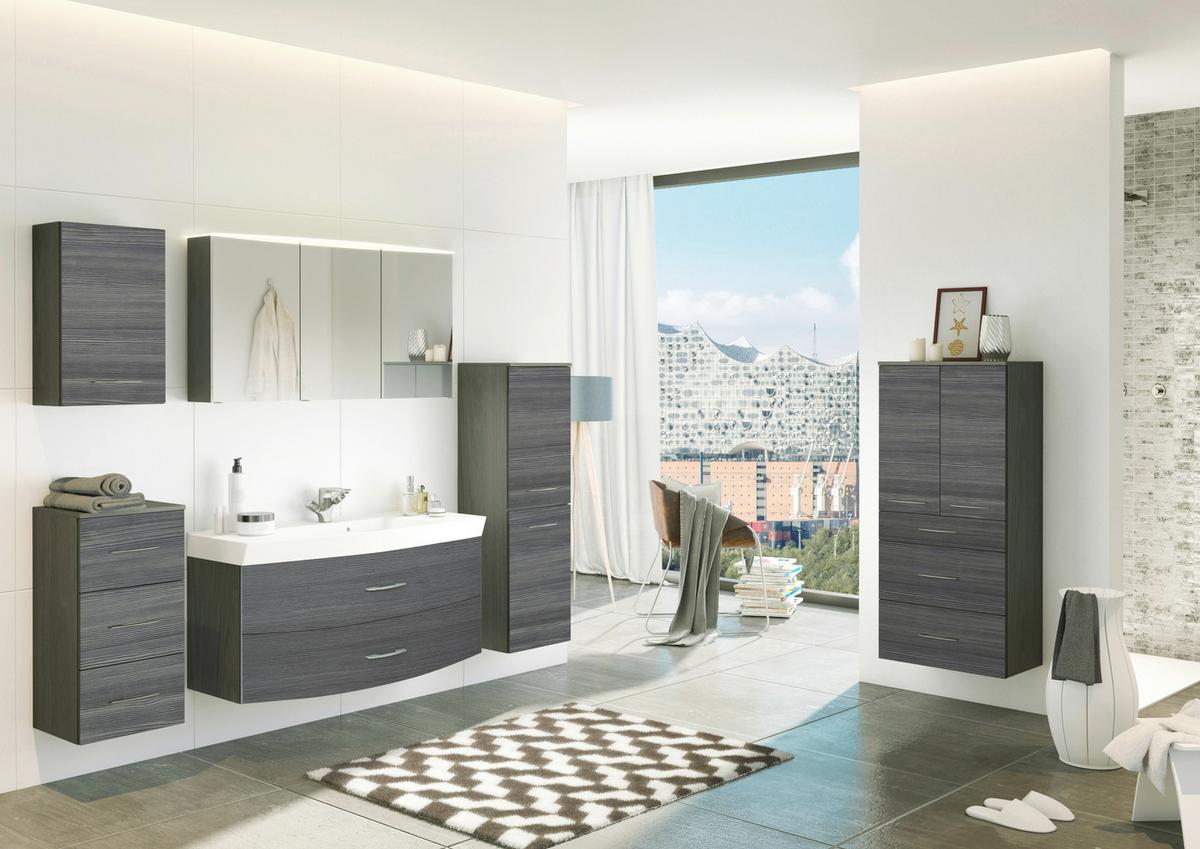 Waschtischkombi Florida in Silbereichenfarben - Chromfarben/Graphitfarben, MODERN, Holzwerkstoff/Stein (120/59/50cm)