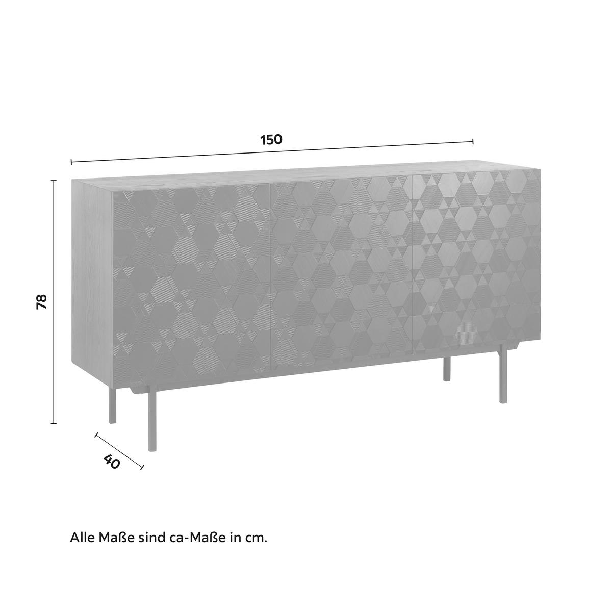 Sideboard Roma in Schwarz massiv - Schwarz, Modern, Holz/Metall (150/78/40cm) - Bessagi Home
