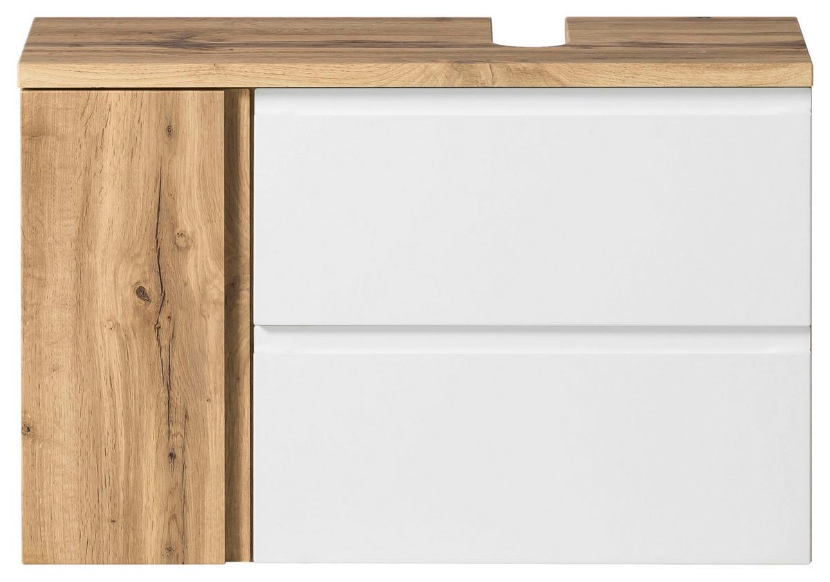 Waschbeckenunterschrank Matt weiß/Wotan Eiche - Eiche Wotan/Weiß, MODERN, Holzwerkstoff (85/56/35cm) - Held